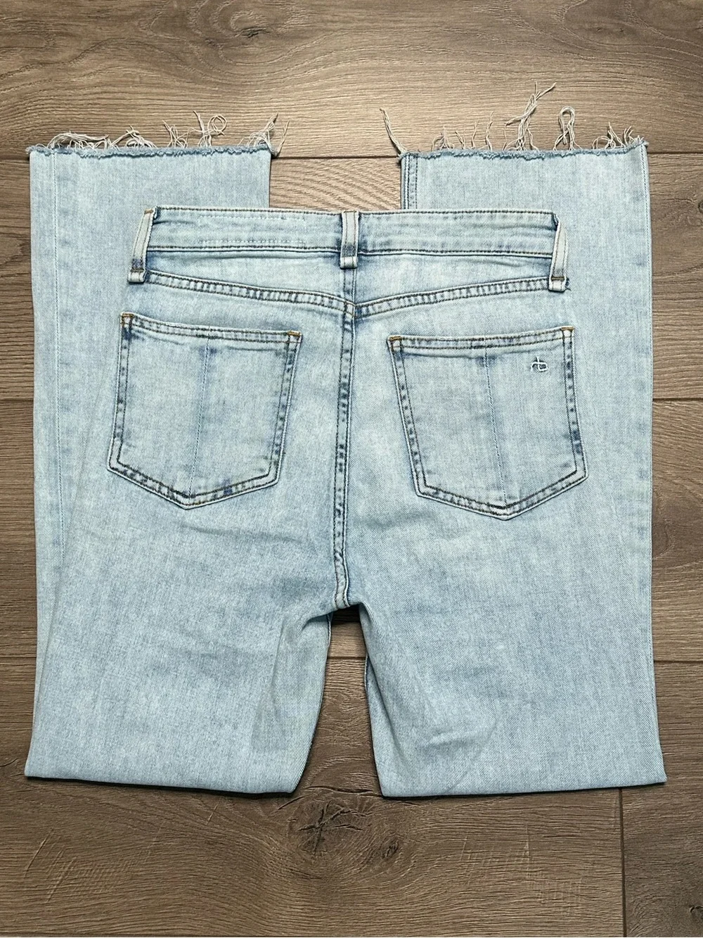 Rag & Bone Nina High Rise Ankle Flare Stretch Frayed Blue Jeans Size 24
